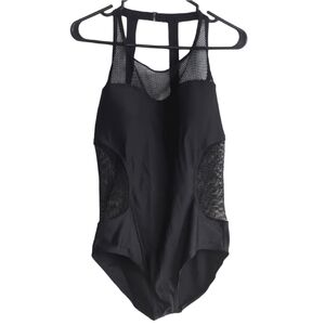 Simon Chang Black Mesh One Piece Swimsuit